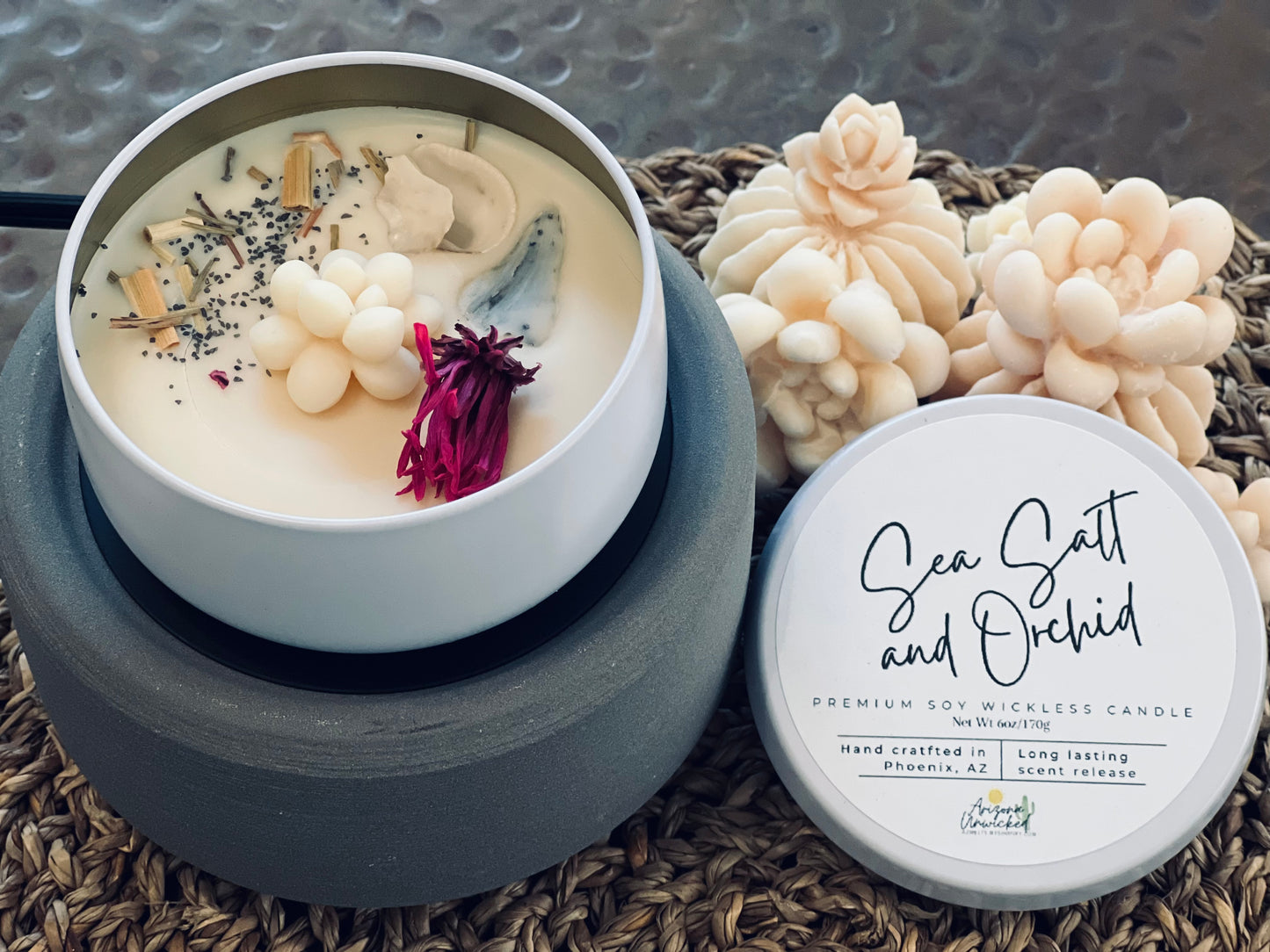 Sea Salt and Orchid Wickless Candle