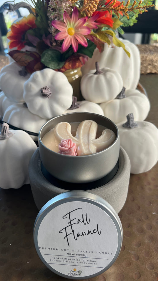 Fall Flannel Wickless Candle