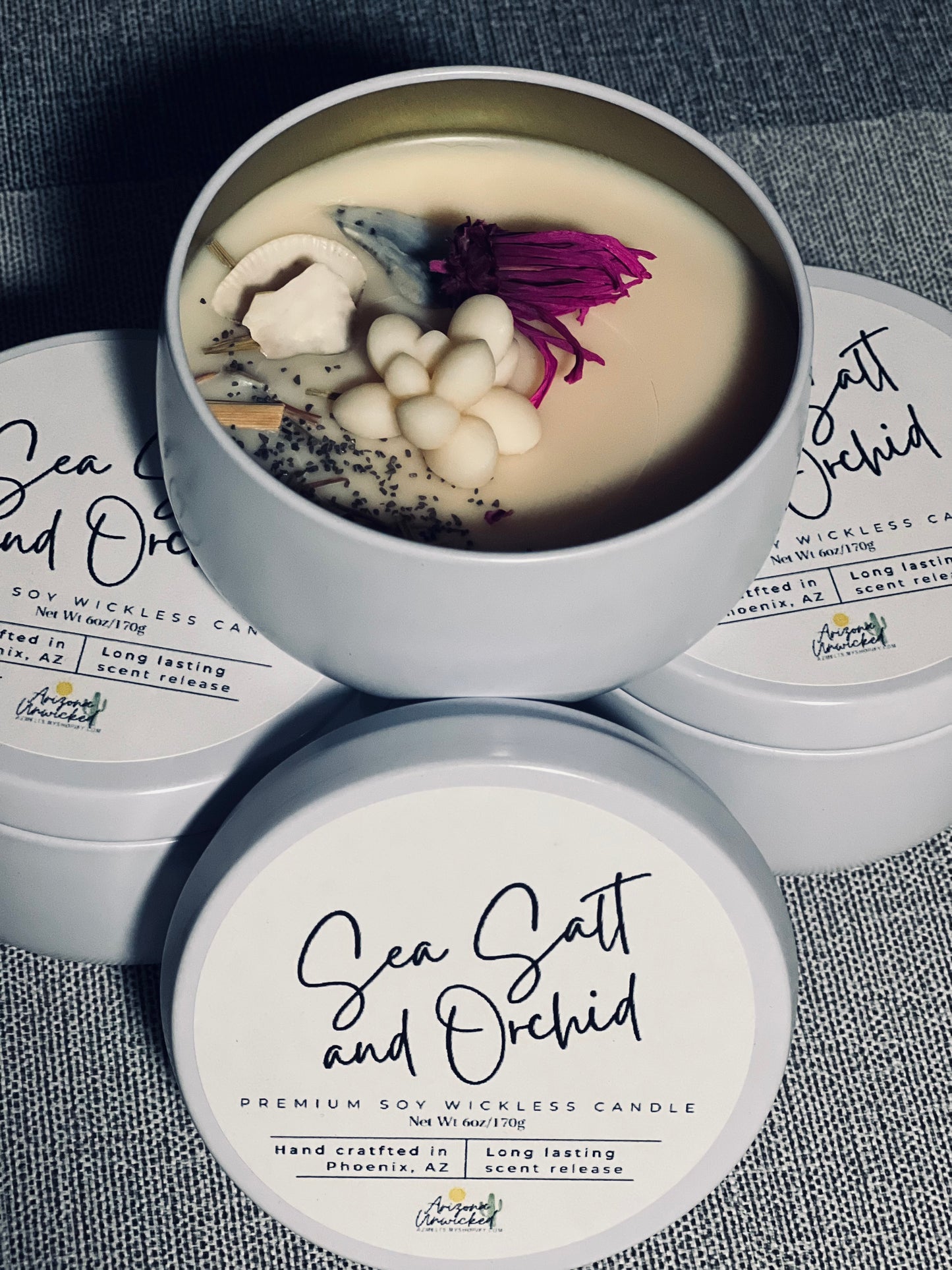 Sea Salt and Orchid Wickless Candle