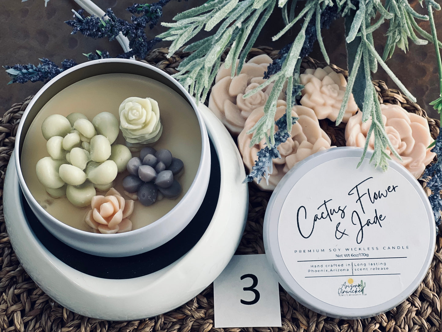 Cactus Flower & Jade Wickless Candle